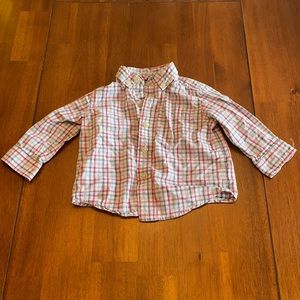 Place 12 month red/gray plaid button down shirt